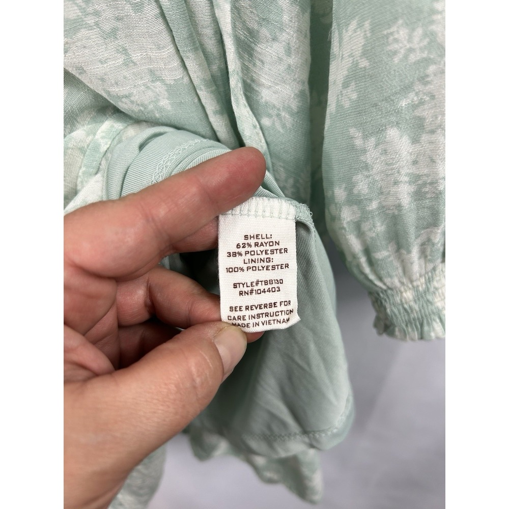 Blu Pepper Sage Green Floral Mini Dress Medium Cottagecore Boho Ruffle Smocked - Picture 6 of 10